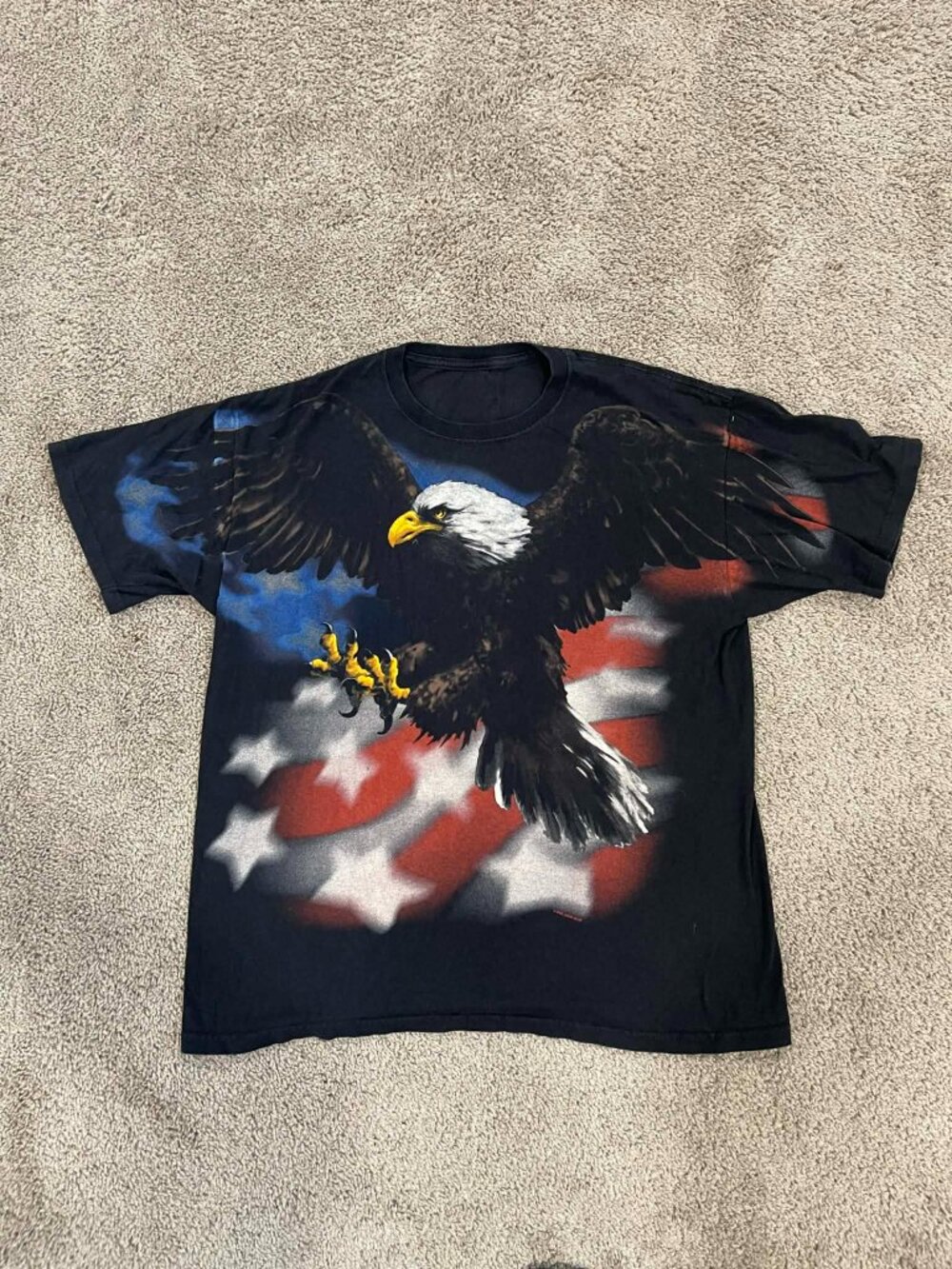 Liquid Blue American Eagle Flag All Over Doublesided Men's T-Shirt Size Lg/XL